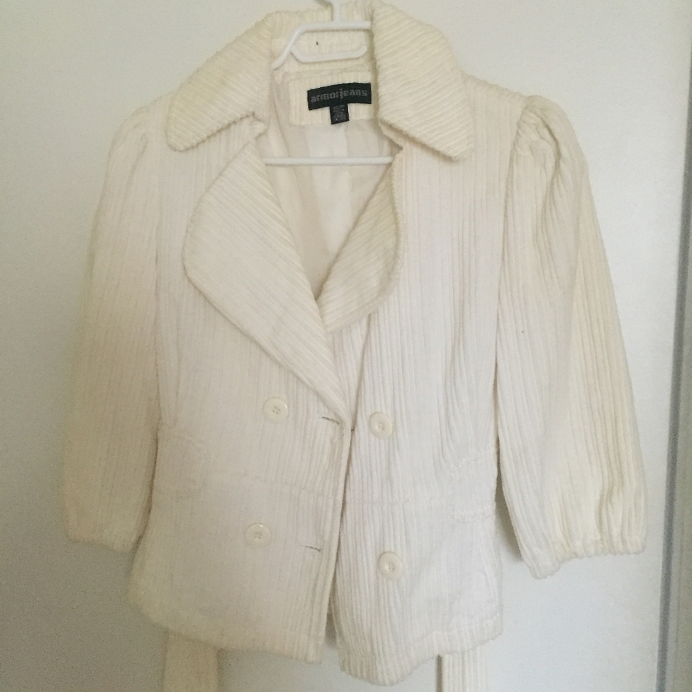 Beige Corduroy Jacket With Belt